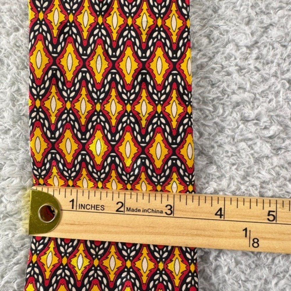 Brioni for Maus & Hoffman Mens Silk Tie Yellow Red Black Geometric Diamond Italy - Picture 3 of 5